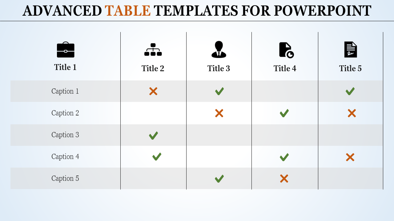 table templates for powerpoint-Advanced TABLE TEMPLATES FOR POWERPOINT